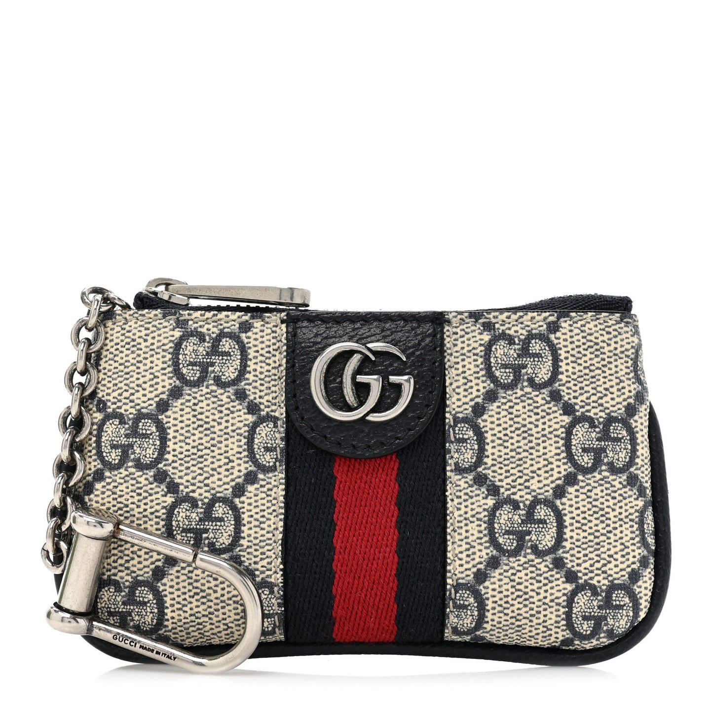 GG Supreme Monogram Web Ophidia Key Case Beige Blue