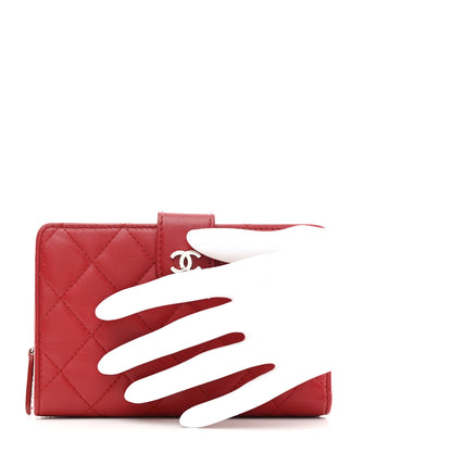 Chanel Lambskin Quilted CC French Wallet Red 2 of 9