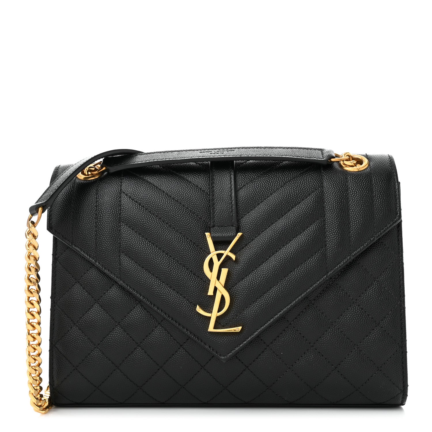 Saint Laurent Grain De Poudre Textured Mixed Matelasse Triquilt Medium Monogram Satchel Black 1 of 10