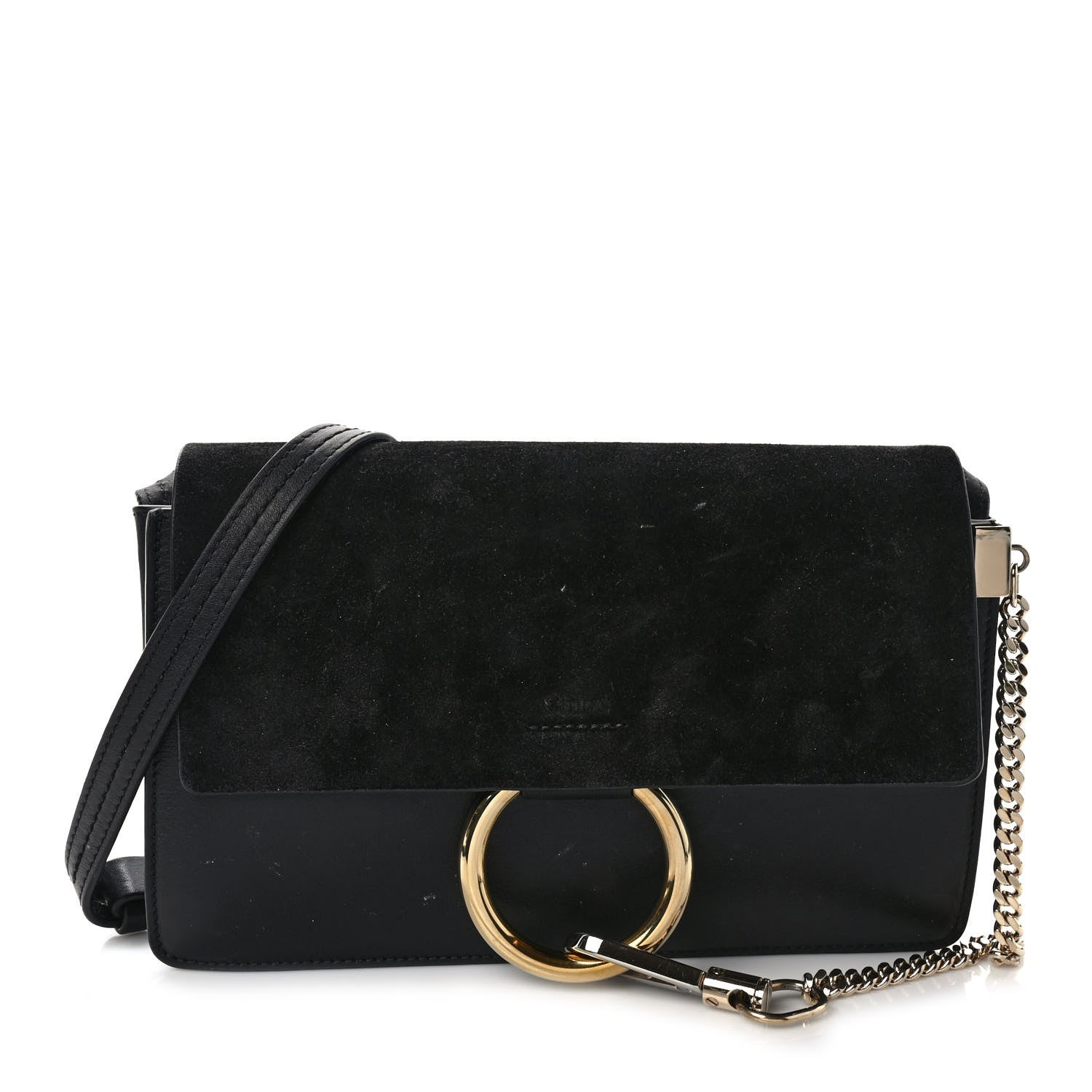 Chloe Suede Calfskin Small Faye Shoulder Bag Black 1 of 11