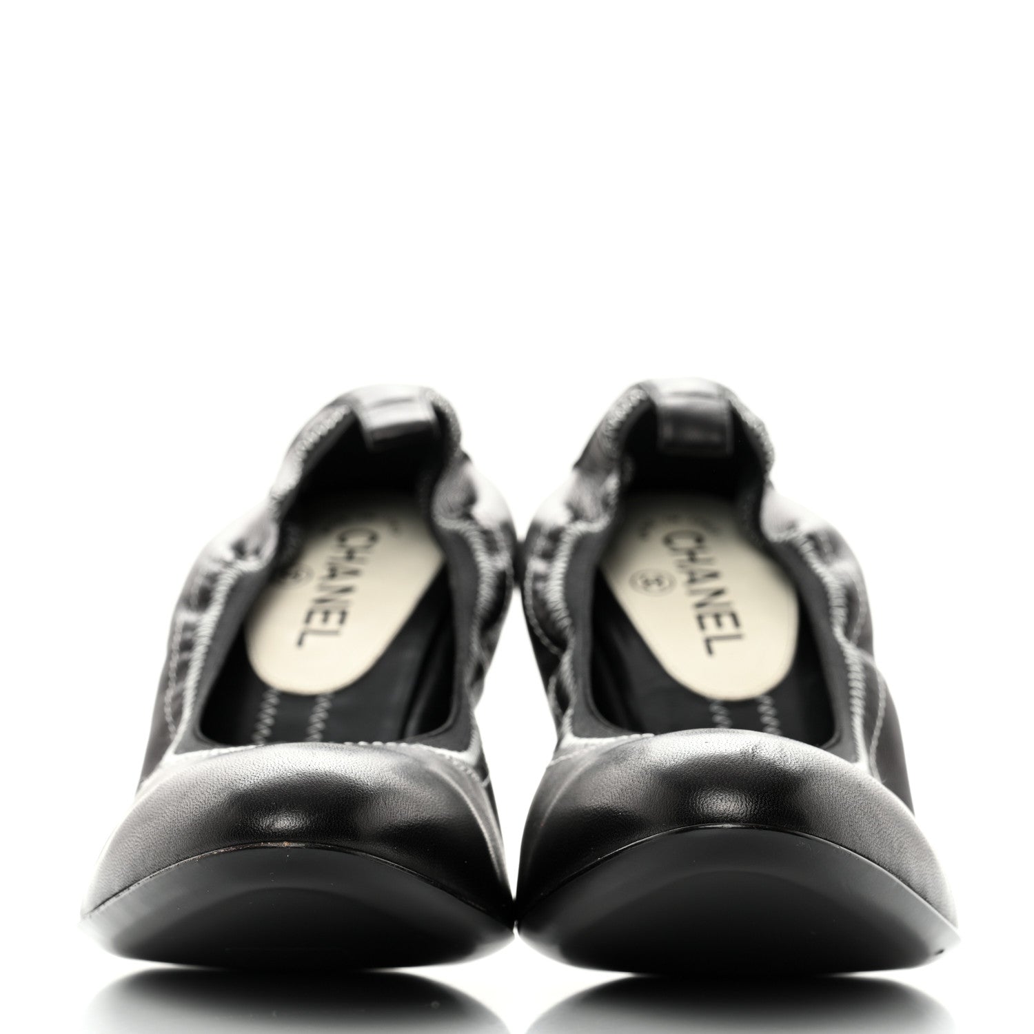 Chanel Lambskin CC Elastic Stretch Pumps 42 Black White 2 of 7