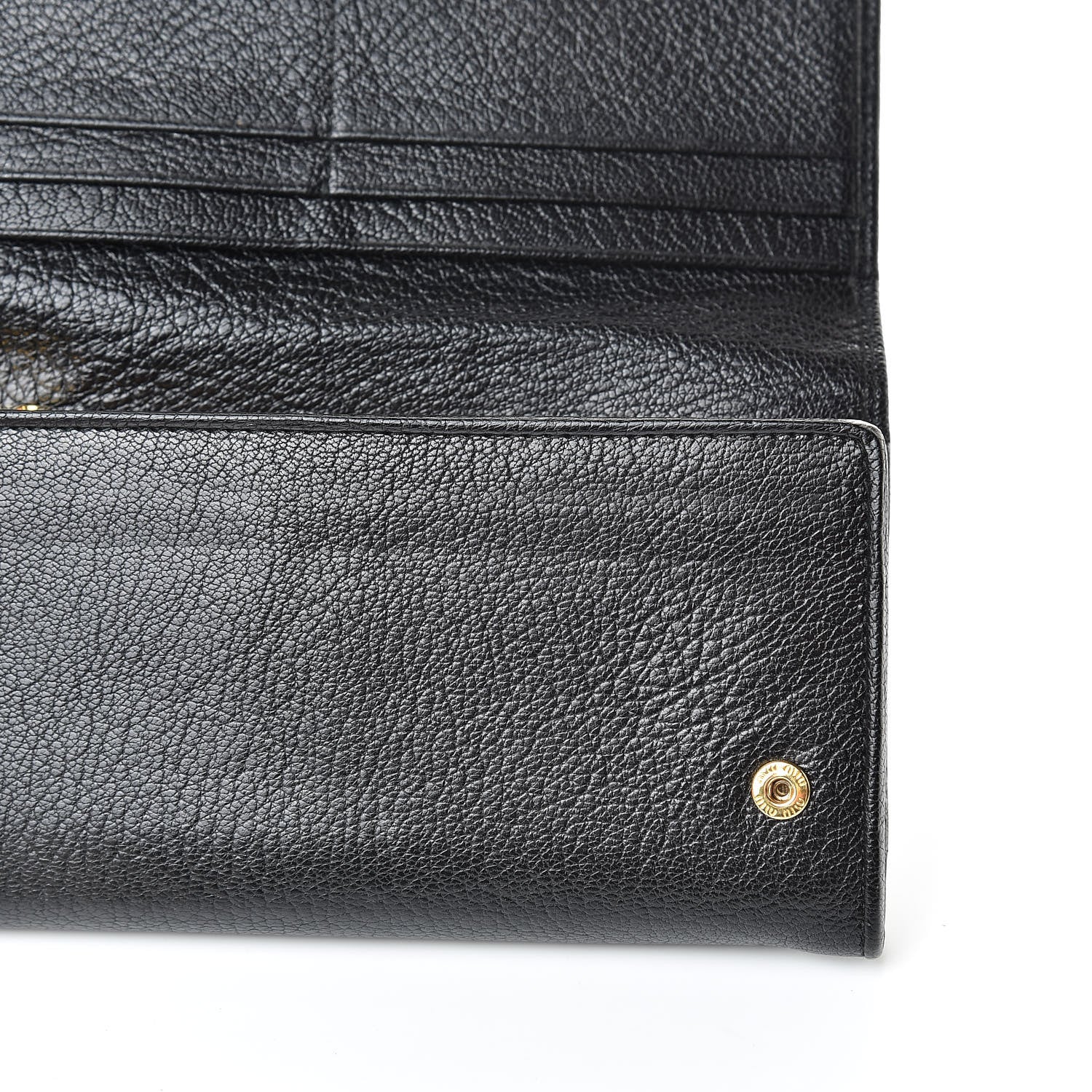 Miu Miu Goatskin Madras Flap Wallet Black 9 of 12