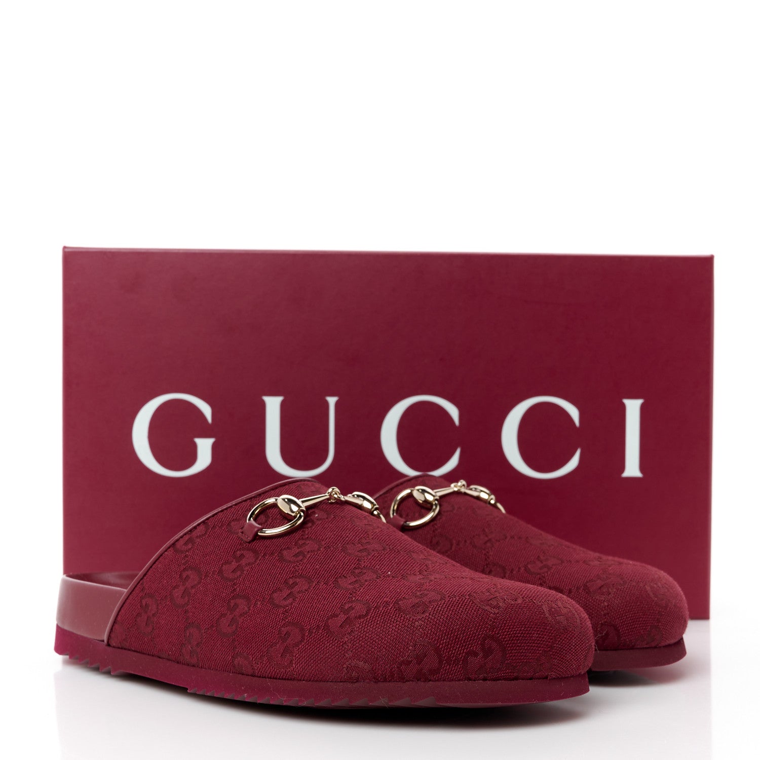 Gucci GG Supreme Monogram Womens Horsebit Slippers 39 Rosso Ancora 10 of 10