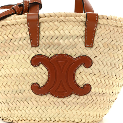 Celine Raffia Calfskin Triomphe Teen Panier Tan 8 of 10