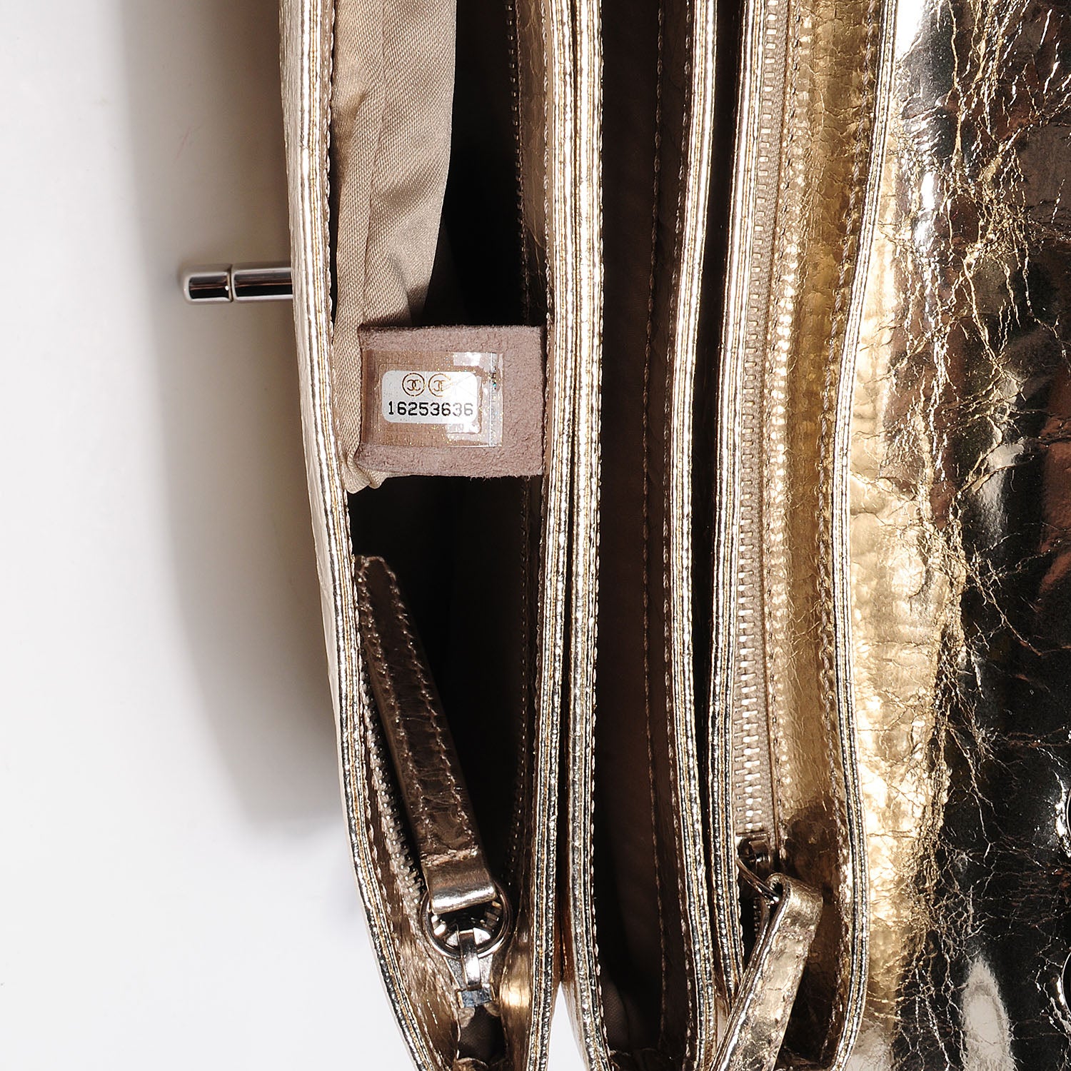 Chanel Metallic Crackled Calfskin Medium Clam's Pocket Flap Gold 7 of 8