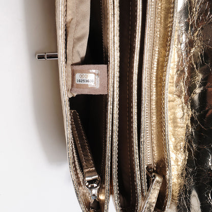 Chanel Metallic Crackled Calfskin Medium Clam's Pocket Flap Gold 7 of 8