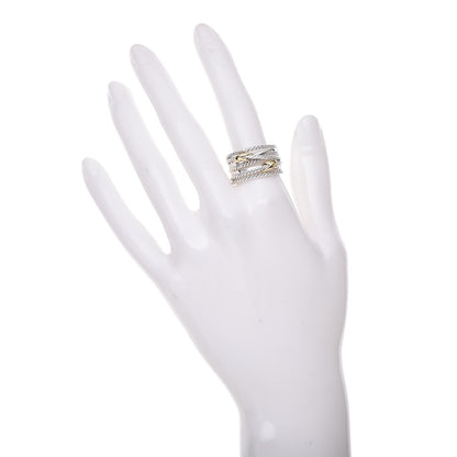 David Yurman Sterling Silver 18K Yellow Gold Double X Crossover Ring 57 8 2 of 4