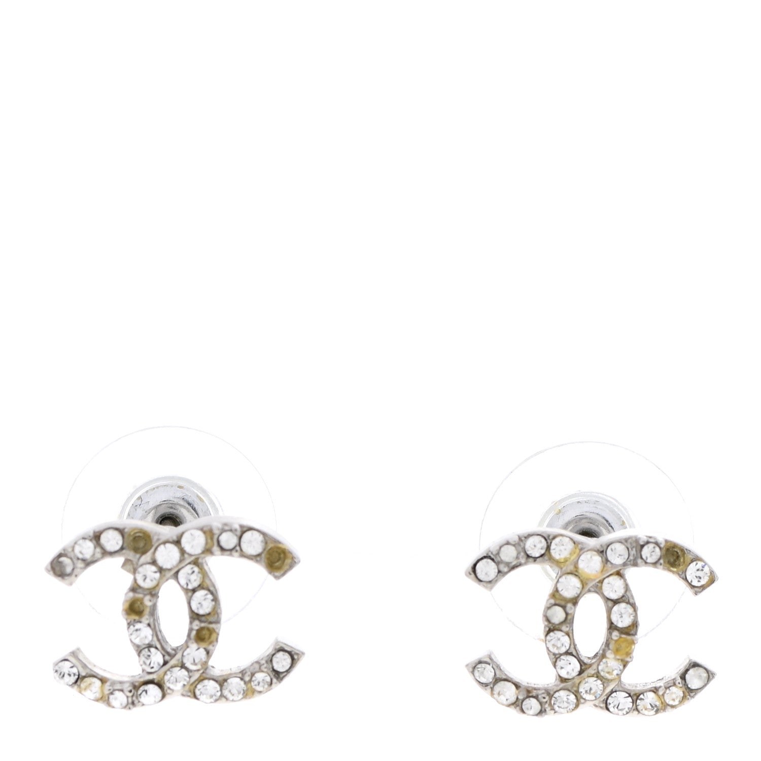 Chanel Crystal CC Earrings Silver 1 of 7