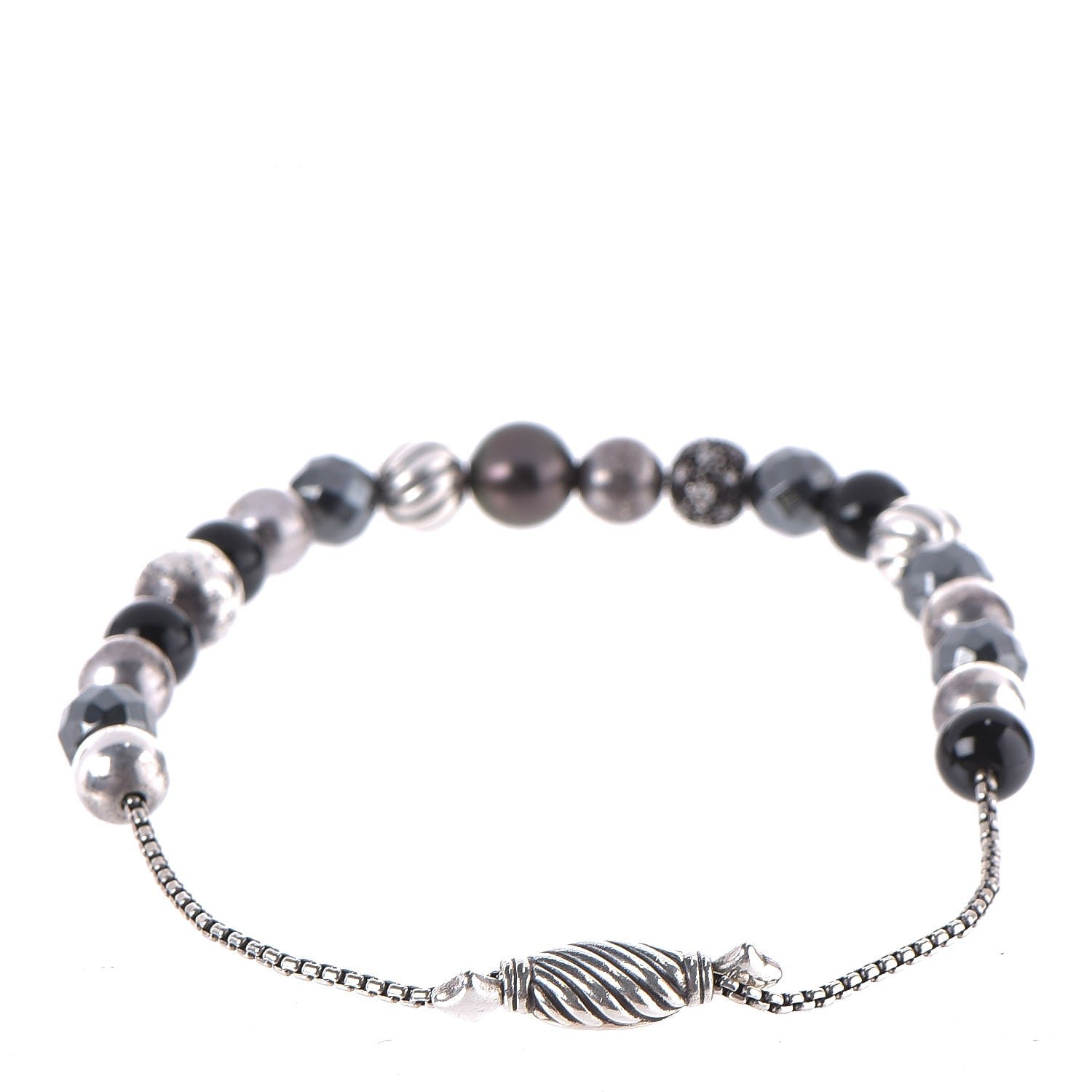 David Yurman Sterling Silver Black Onyx Hematite 8mm Elements Bead Bracelet 4 of 5