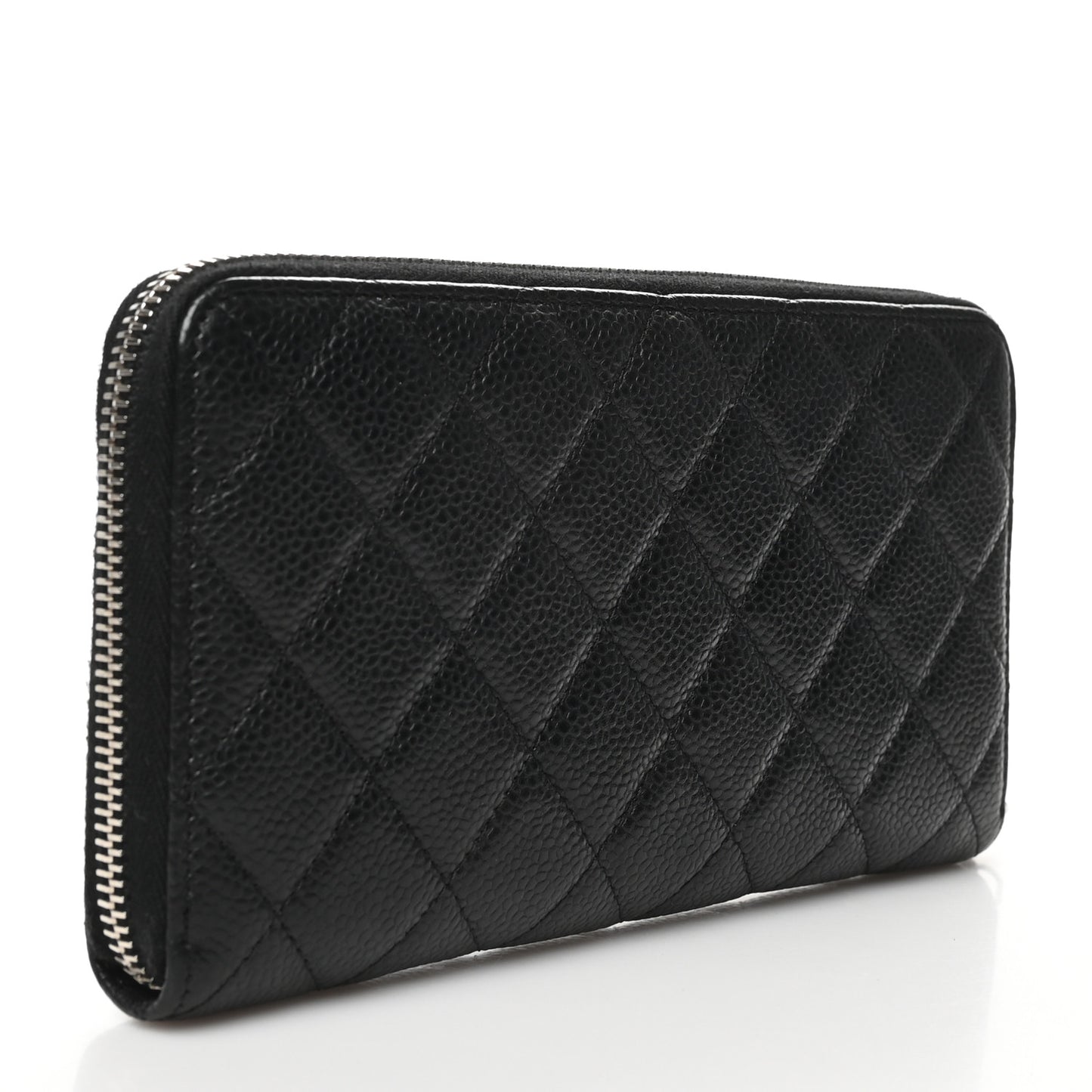 Caviar Quilted Large Gusset Zip Around Wallet Black