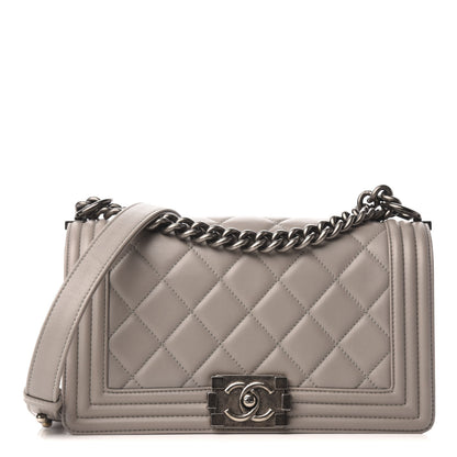 Chanel Lambskin Quilted Medium Boy Flap Grey 1 of 9