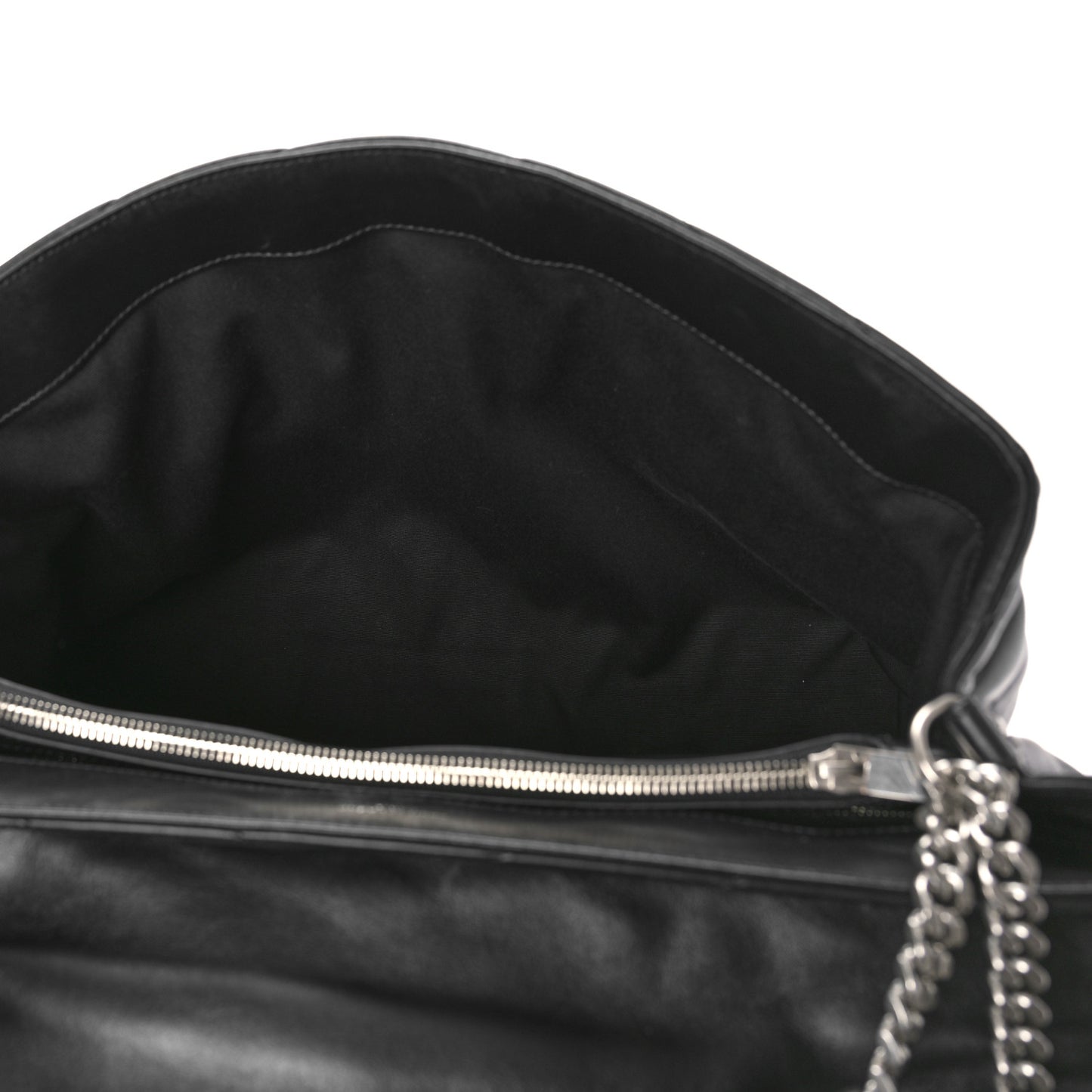 Calfskin Y Quilted Monogram Large Loulou Chain Satchel Black