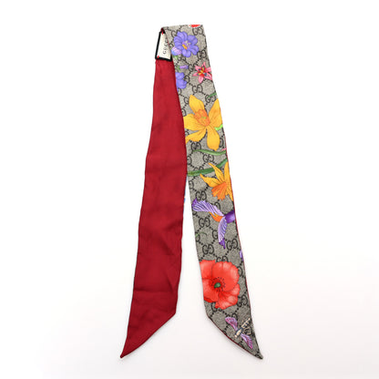 Gucci Silk Twill GG Monogram Special Flory Neck Bow Scarf Beige Pink 2 of 3