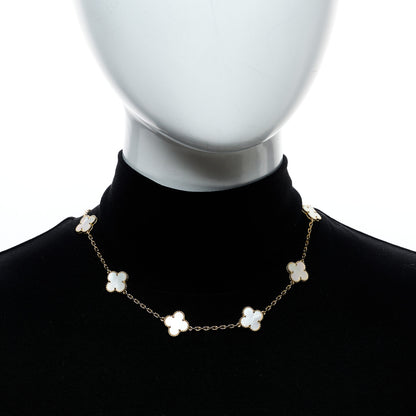 Van Cleef & Arpels 18K Yellow Gold Mother of Pearl 10 Motifs Vintage Alhambra Necklace 2 of 12