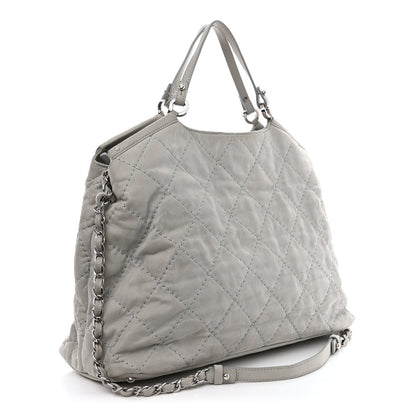 Chanel Iridescent Calfskin Diamond Stitched CC Shopping Tote Gris Clair 3 of 11