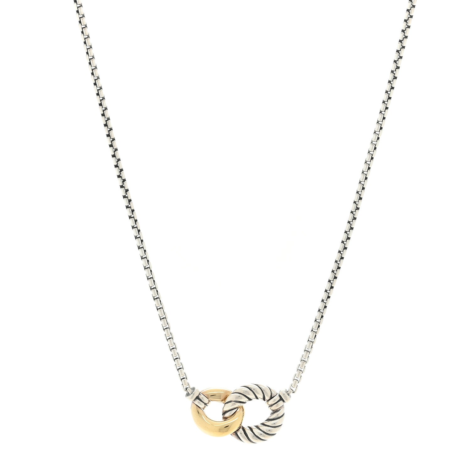 David Yurman Sterling Silver 18K Yellow Gold Belmont Pendant Necklace 1 of 4