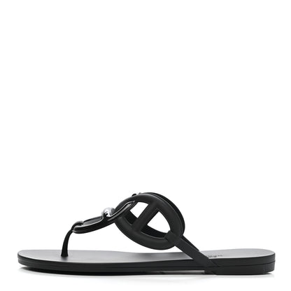 Hermes Rubber Womens Egerie Sandals 40 Black 1 of 9
