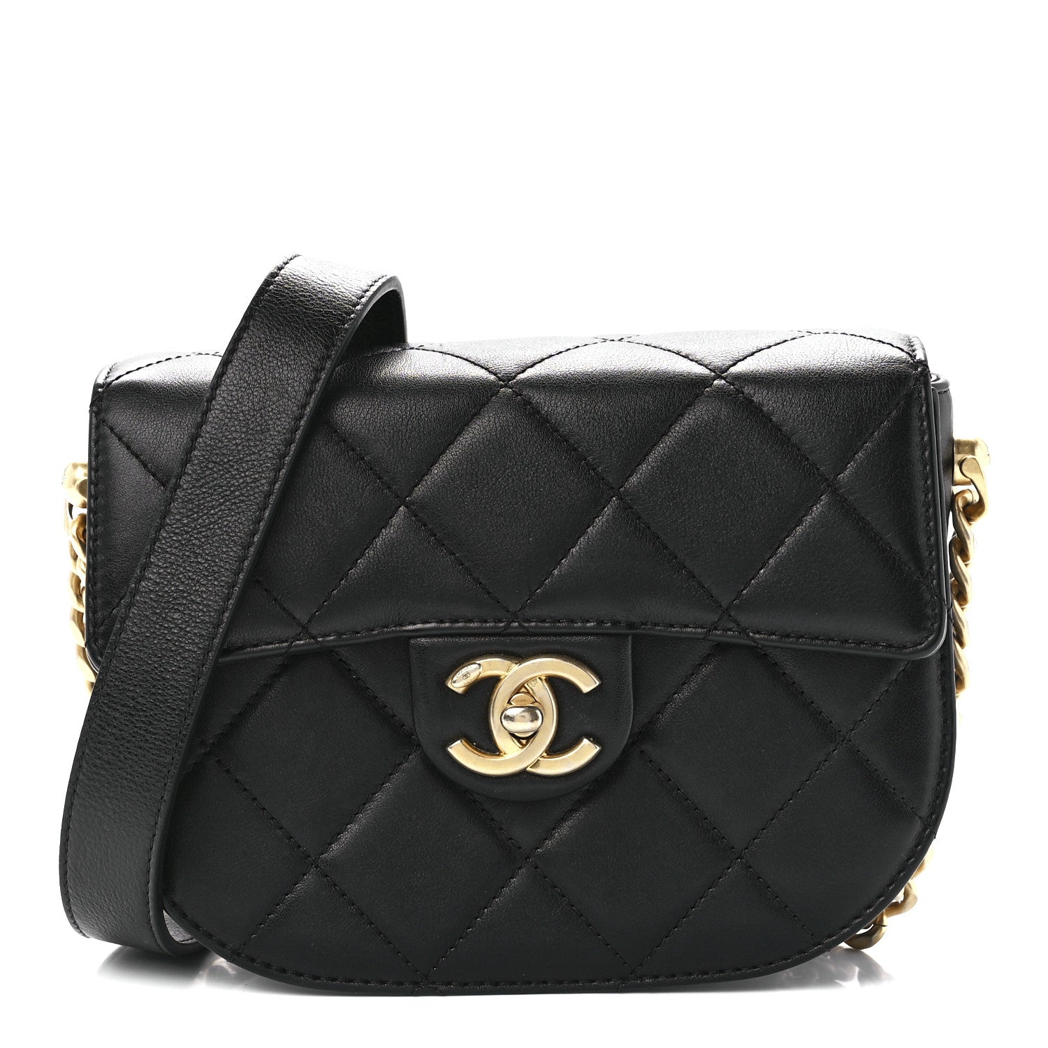 Chanel Calfskin Quilted Moon Messenger Black 1 of 12
