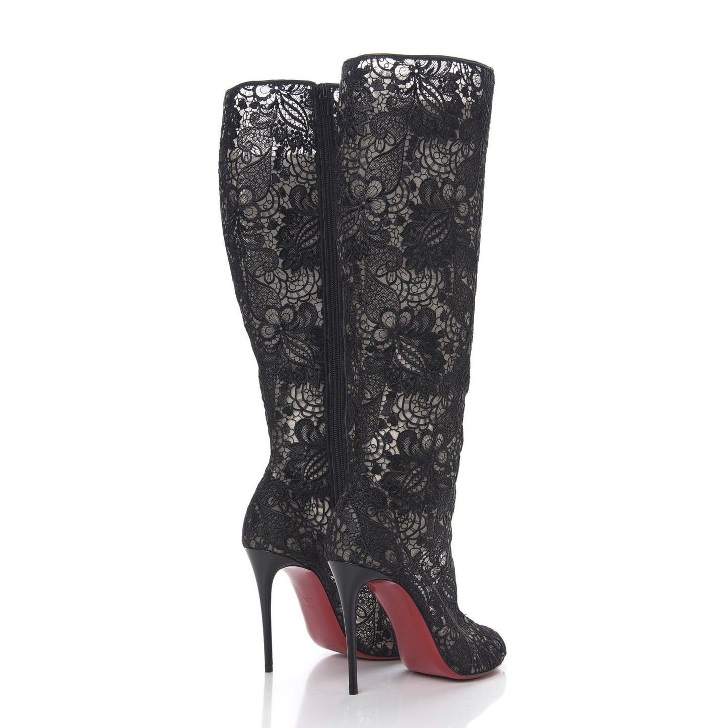 Mesh Guipure Wax Lace Kid Tennissina 100 Tall Boots 38.5 Black