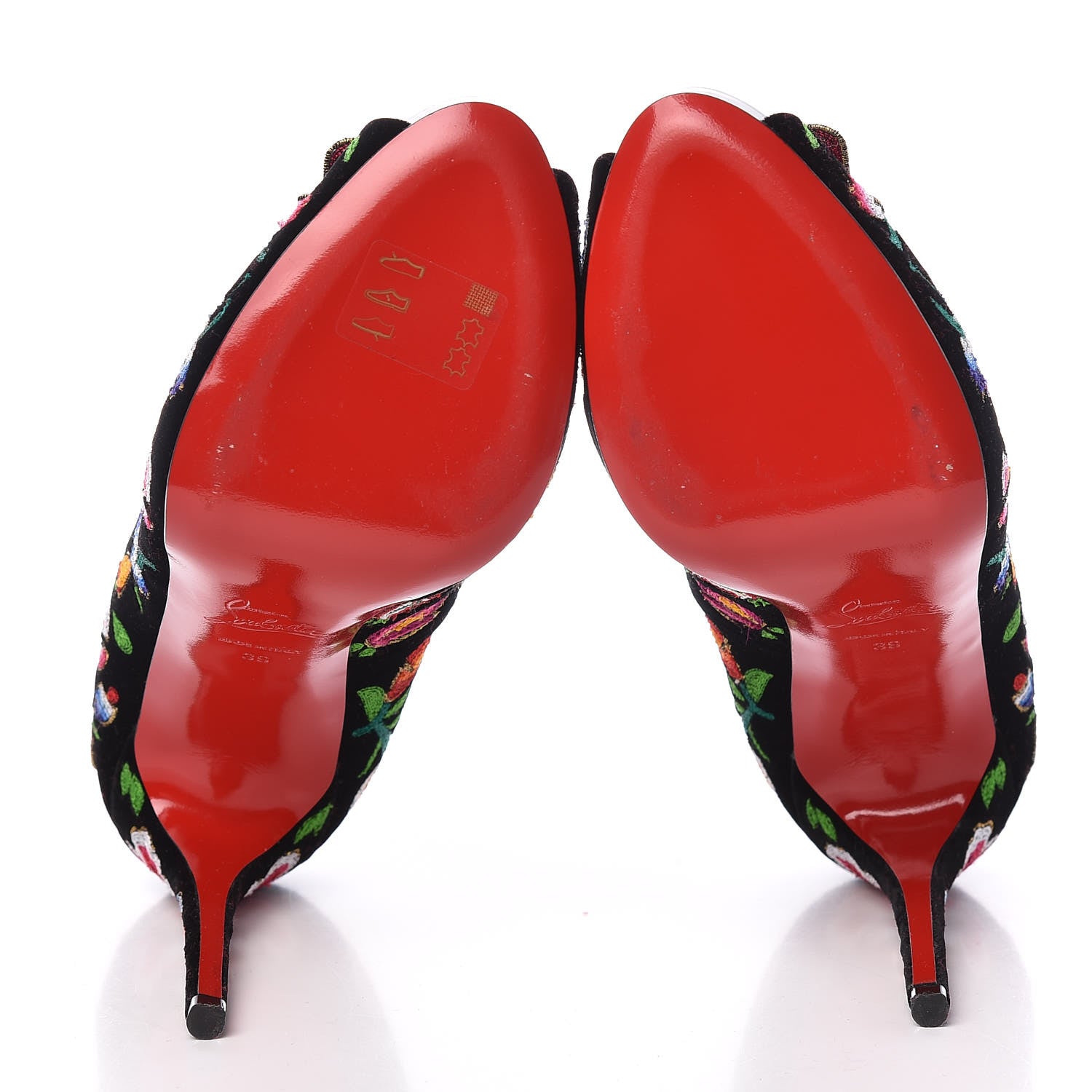 Christian Louboutin Suede Embroidered Folklo 120 Pumps 39 Multi 7 of 12