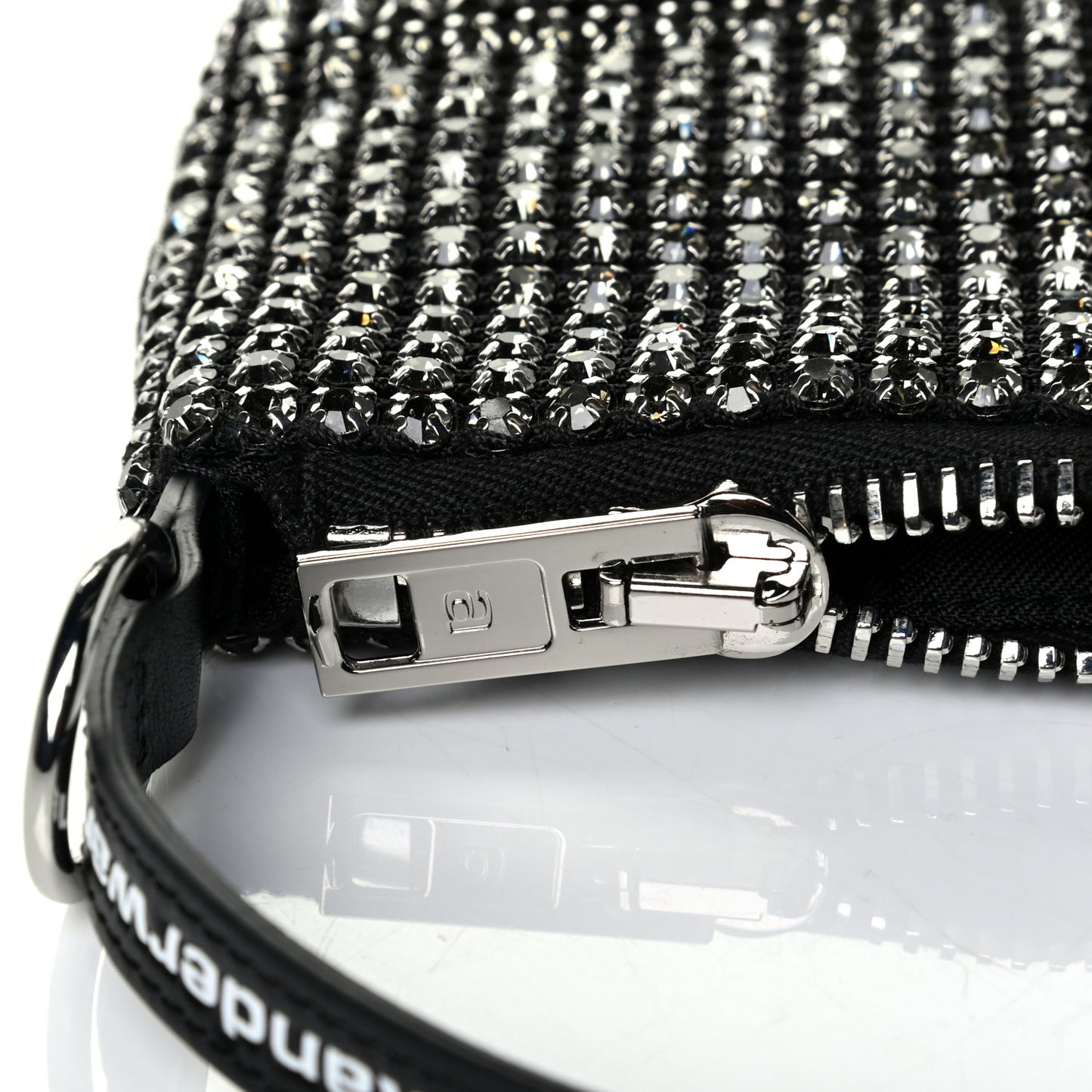 Mesh Crystal Wanglock Fortune Cookie Bag Black