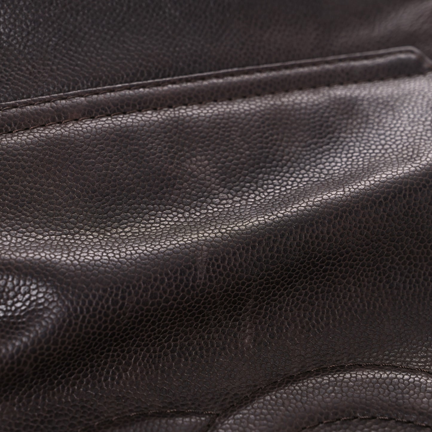 Caviar Half Moon Large Flap Dark Brown