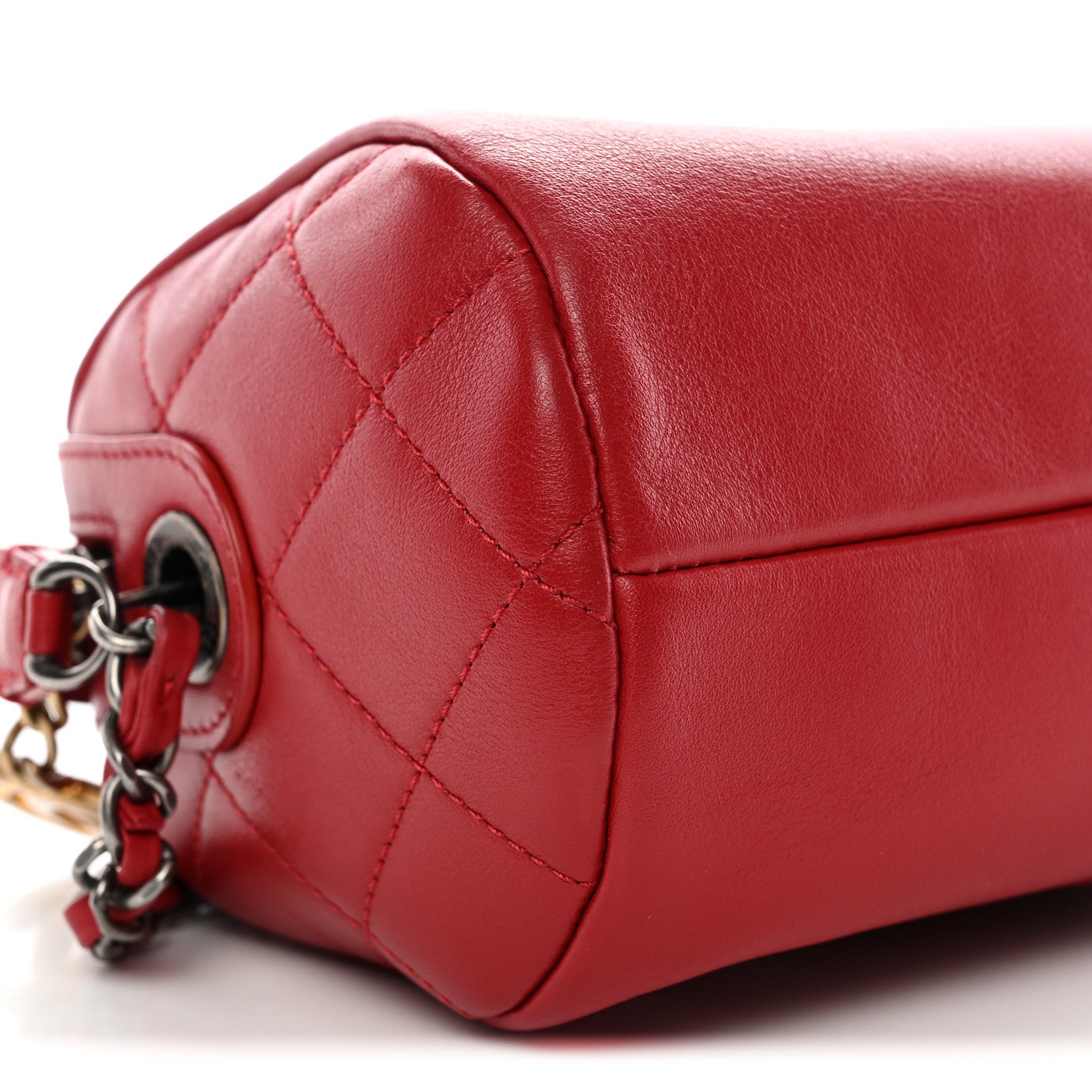 Chanel Calfskin Chain 20s Signature Bowling Bag Red 9 of 10