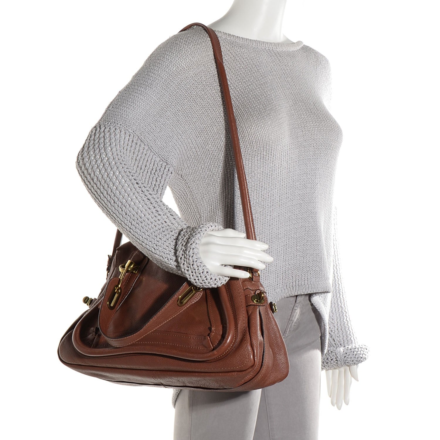 Chloe Calfskin Medium Military Paraty Chocolate 2 of 9