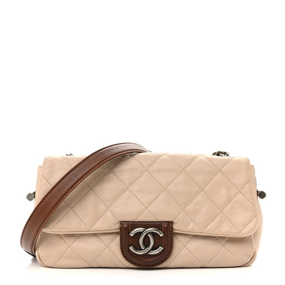 Chanel Calfskin Large Country Chic Flap Ecru Brown 1 of 10