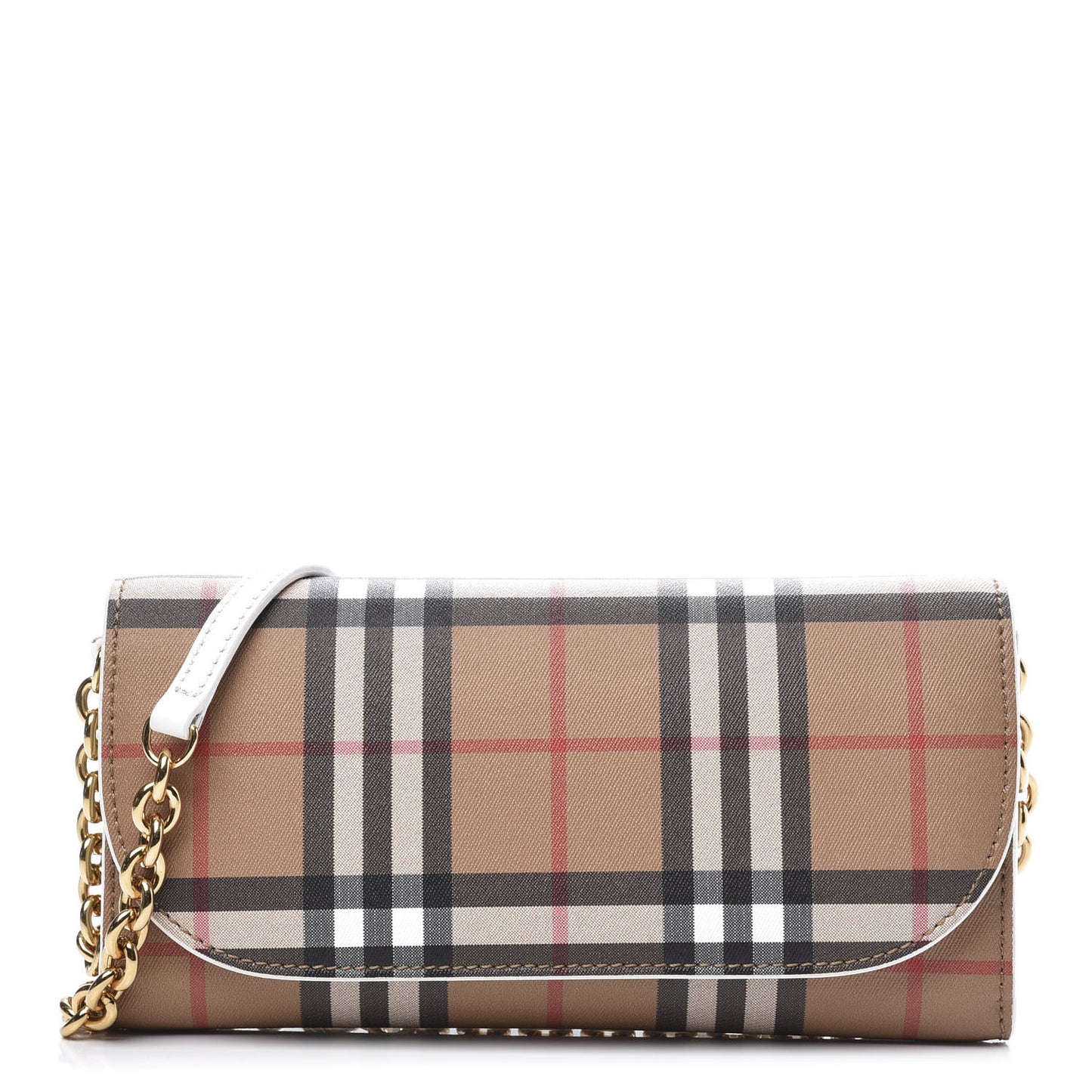 Vintage Check Henley Wallet On Chain Chalk White