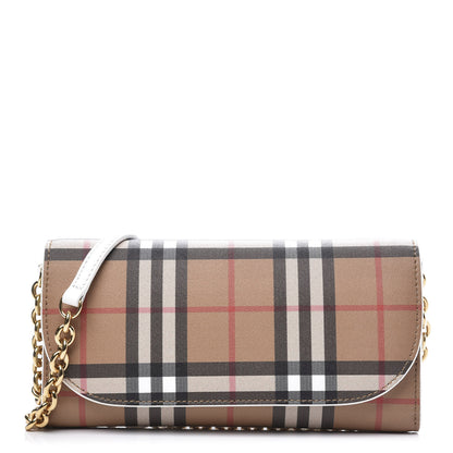 Burberry Vintage Check Henley Wallet On Chain Chalk White 1 of 9