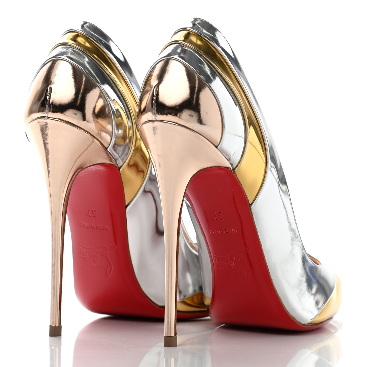 Nappa Patent Veau Mirror Eklectica 120 Pumps 37 Silver