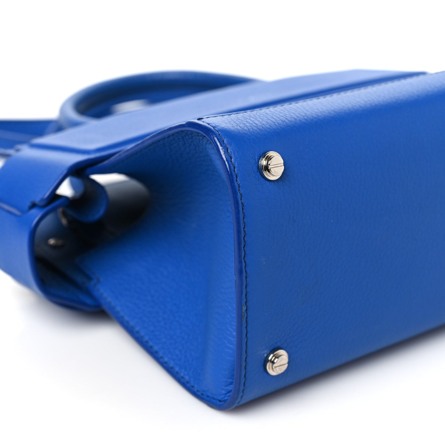 Grained Calfskin Mini Horizon Satchel Blue