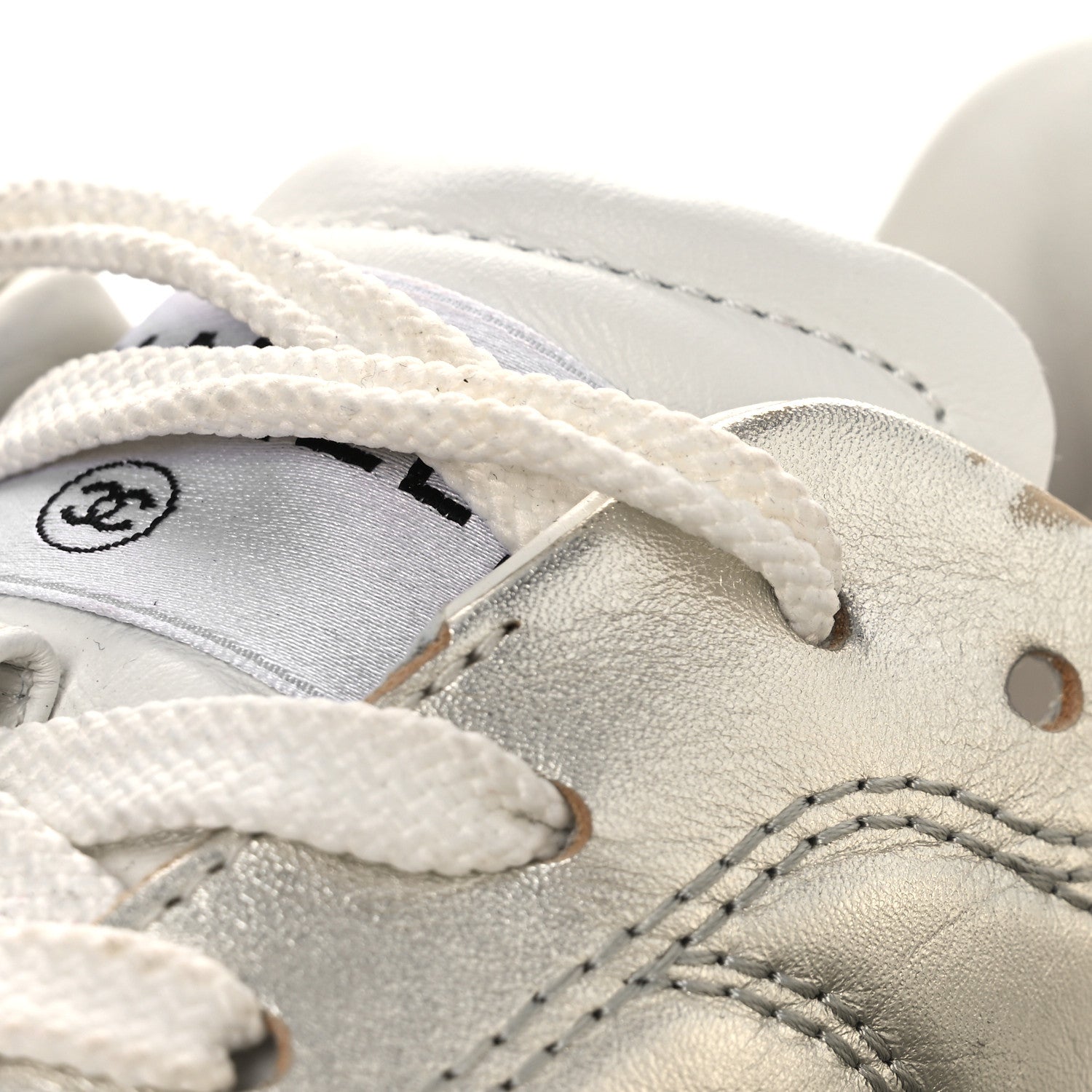 Chanel Laminated Calfskin Suede Quilted Womens CC Sneakers 39
