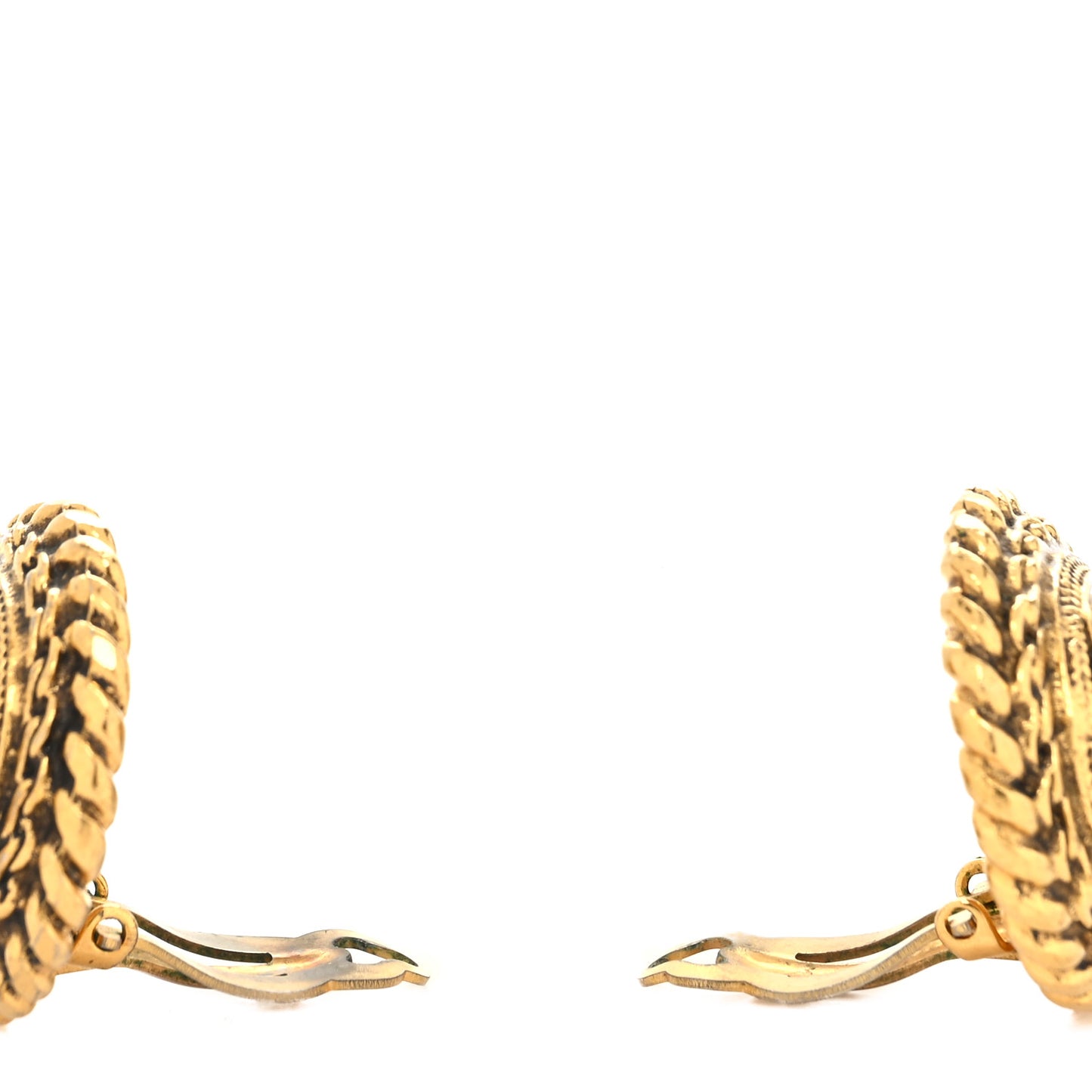 Round CC Clip On Earrings Gold