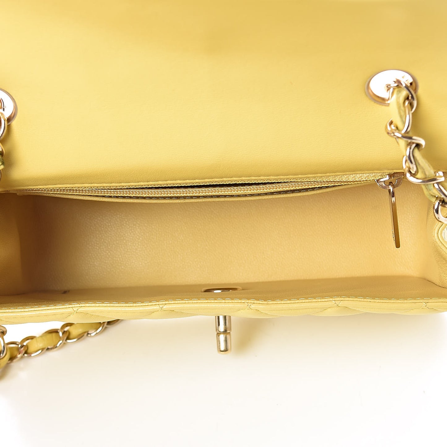Lambskin Quilted Mini Rectangular Flap Yellow
