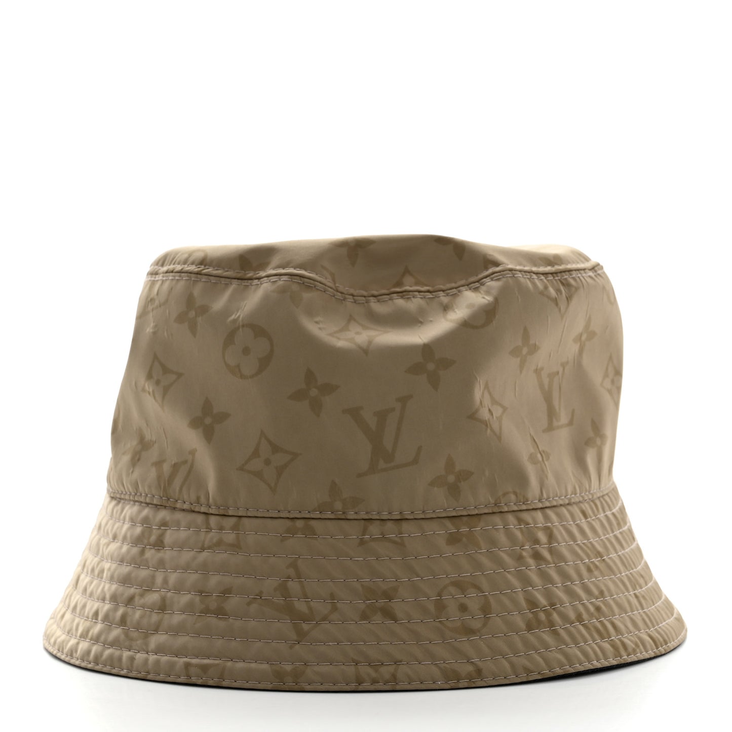 Nylon Wool Monogram Reversible Rain Bucket Hat L Beige