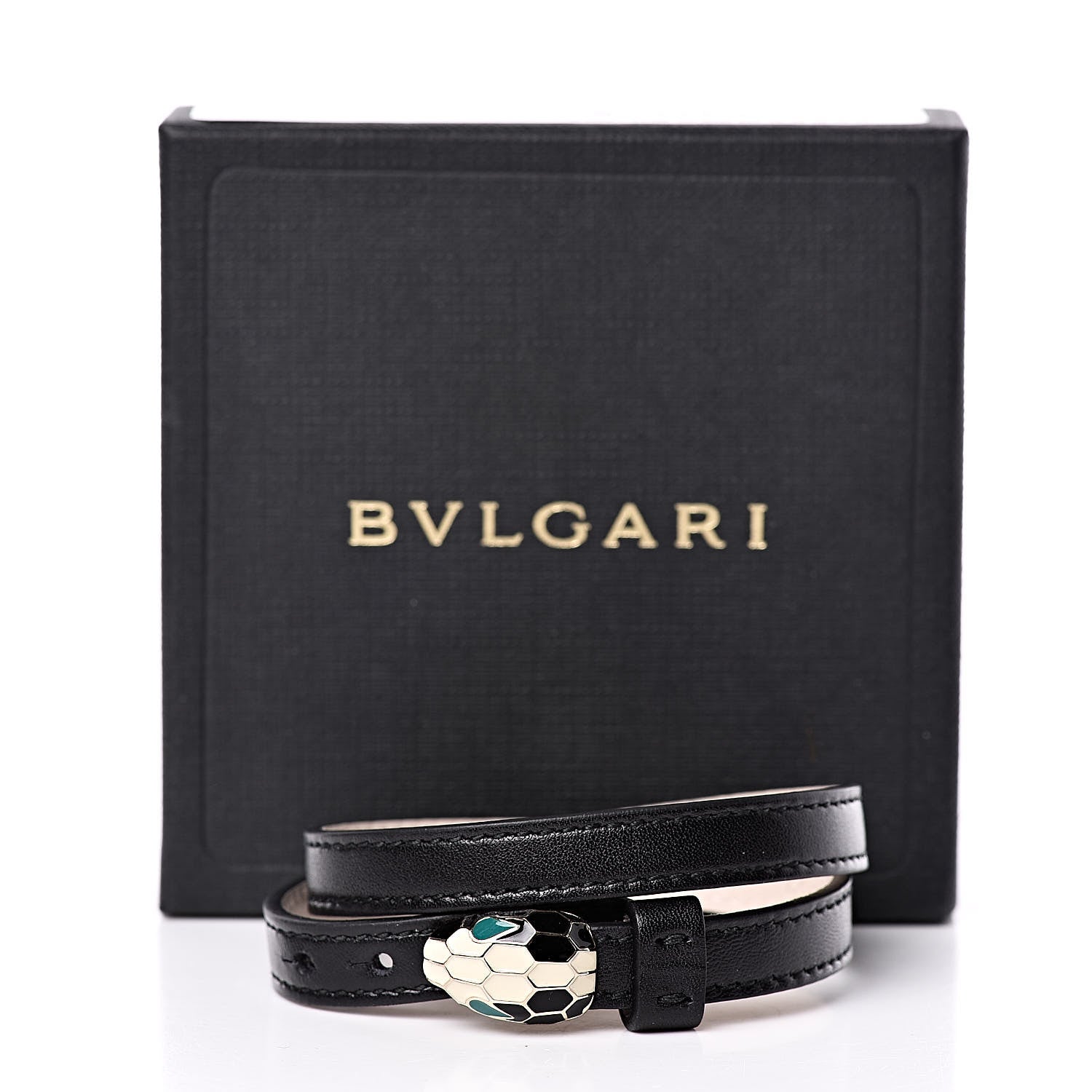 Bulgari Calfskin Serpenti Forever Double Coil Bracelet Black 6 of 6