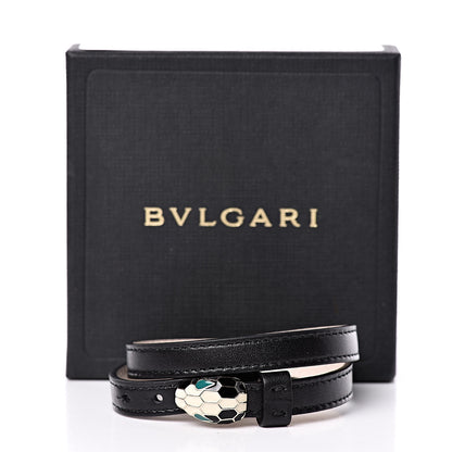Bulgari Calfskin Serpenti Forever Double Coil Bracelet Black 6 of 6