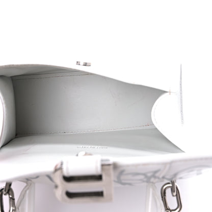 Balenciaga Box Calfskin Graffiti Logo Hourglass Top Handle Bag XS White Light Silver 4 of 16