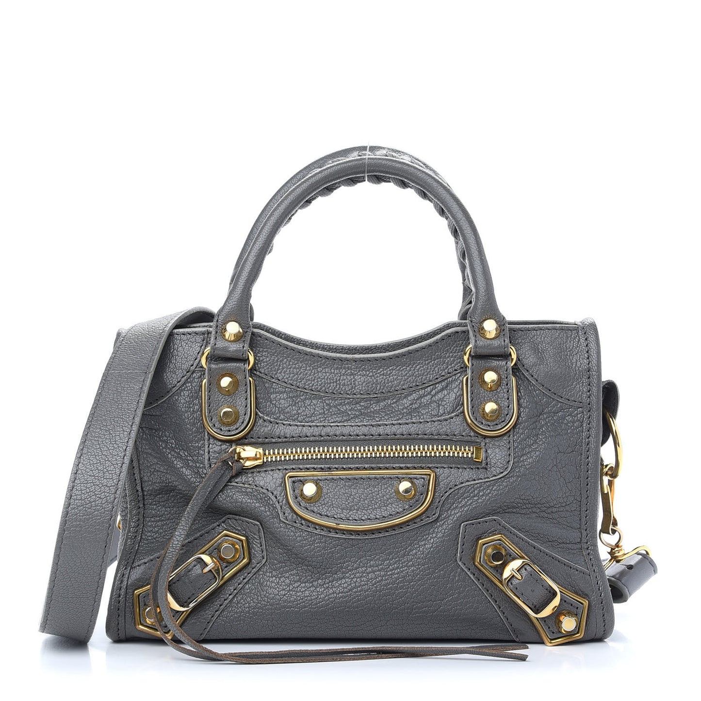 Chevre Gold Metallic Edge Hardware Mini City Gris Acier
