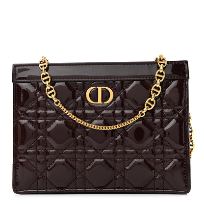 Christian Dior Patent Cannage Caro Zipped Pouch With Chain Amaranth 1 of 12