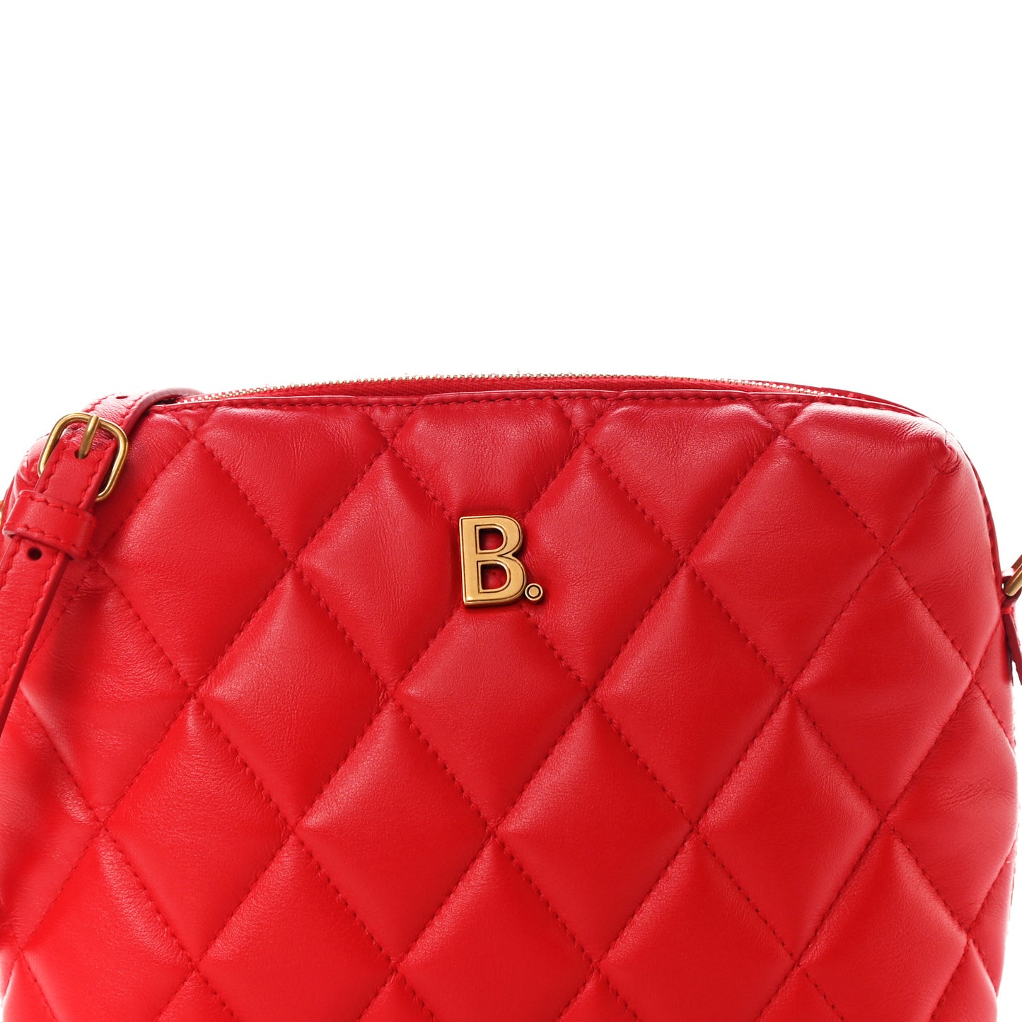 Nappa Calfskin Quilted Touch B Camera Shoulder Bag Bright Red