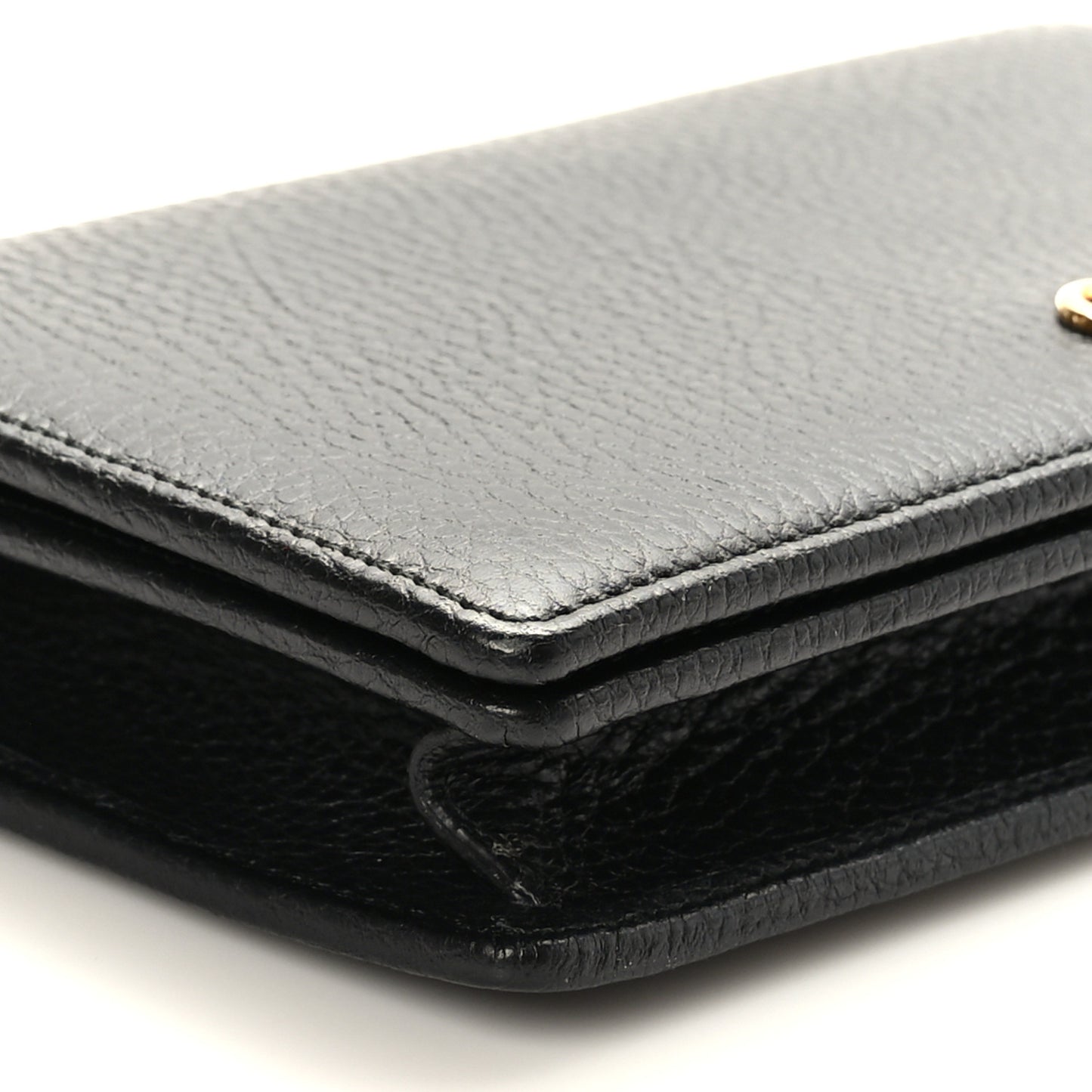 Calfskin Mini GG Marmont Chain Wallet Black