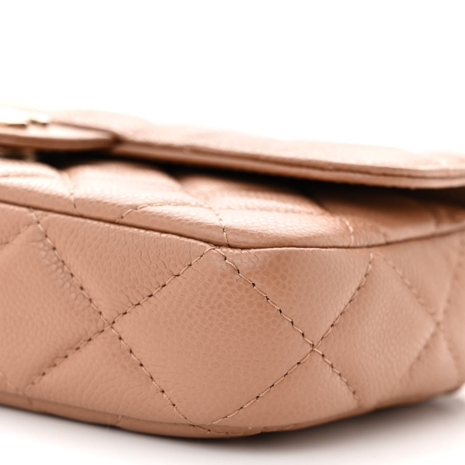 Chanel Caviar Quilted Flap Phone Holder With Chain Beige 12 of 13