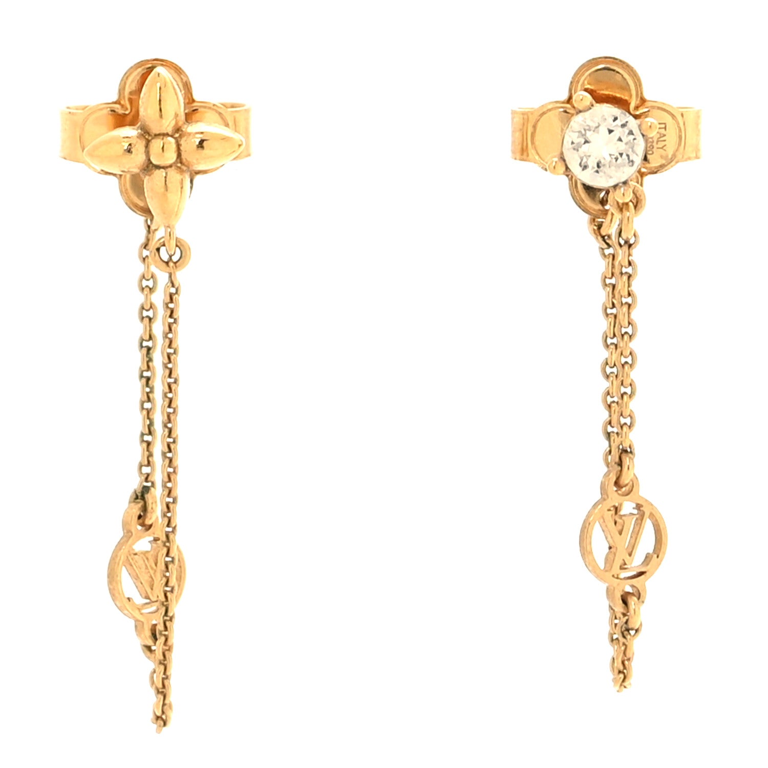 Louis Vuitton Metal Crystal Petit Louis Earrings Gold 1 of 4