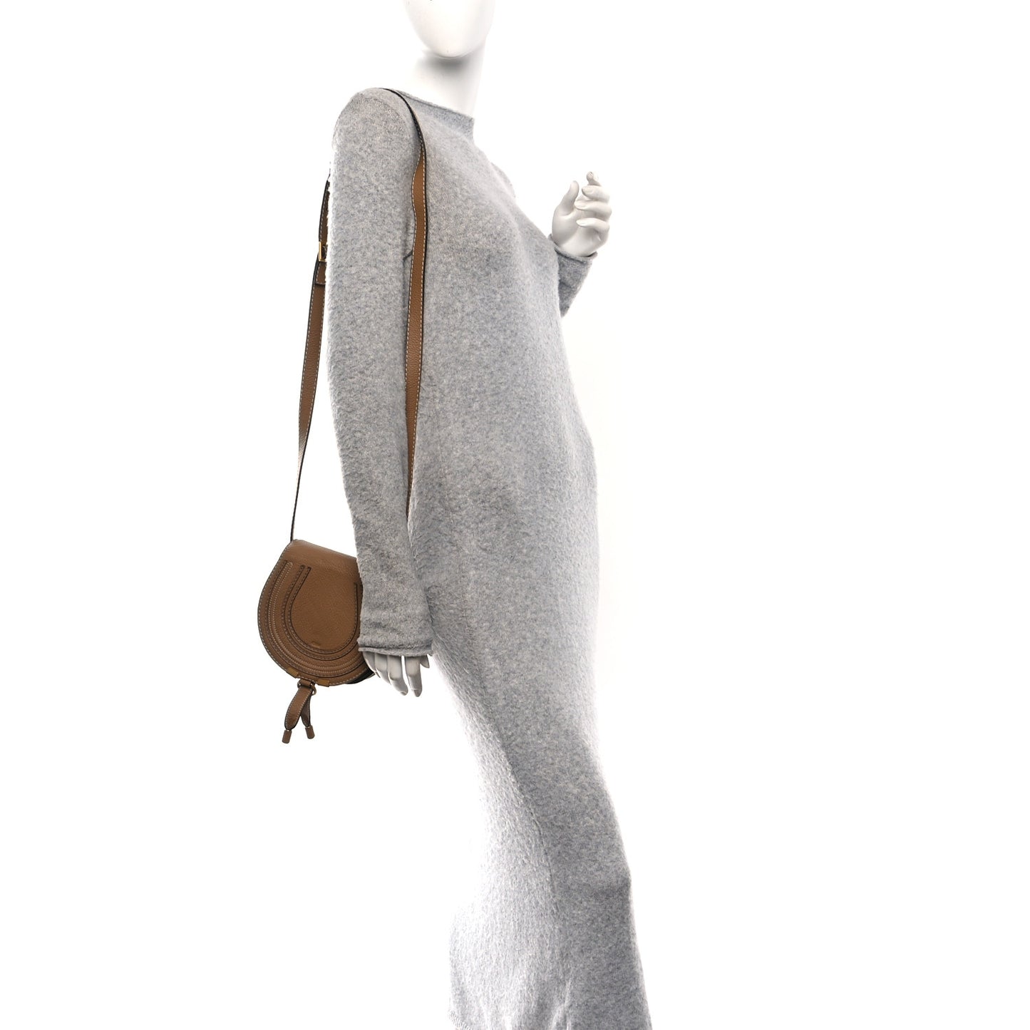 Calfskin Mini Marcie Round Crossbody Bag Nut