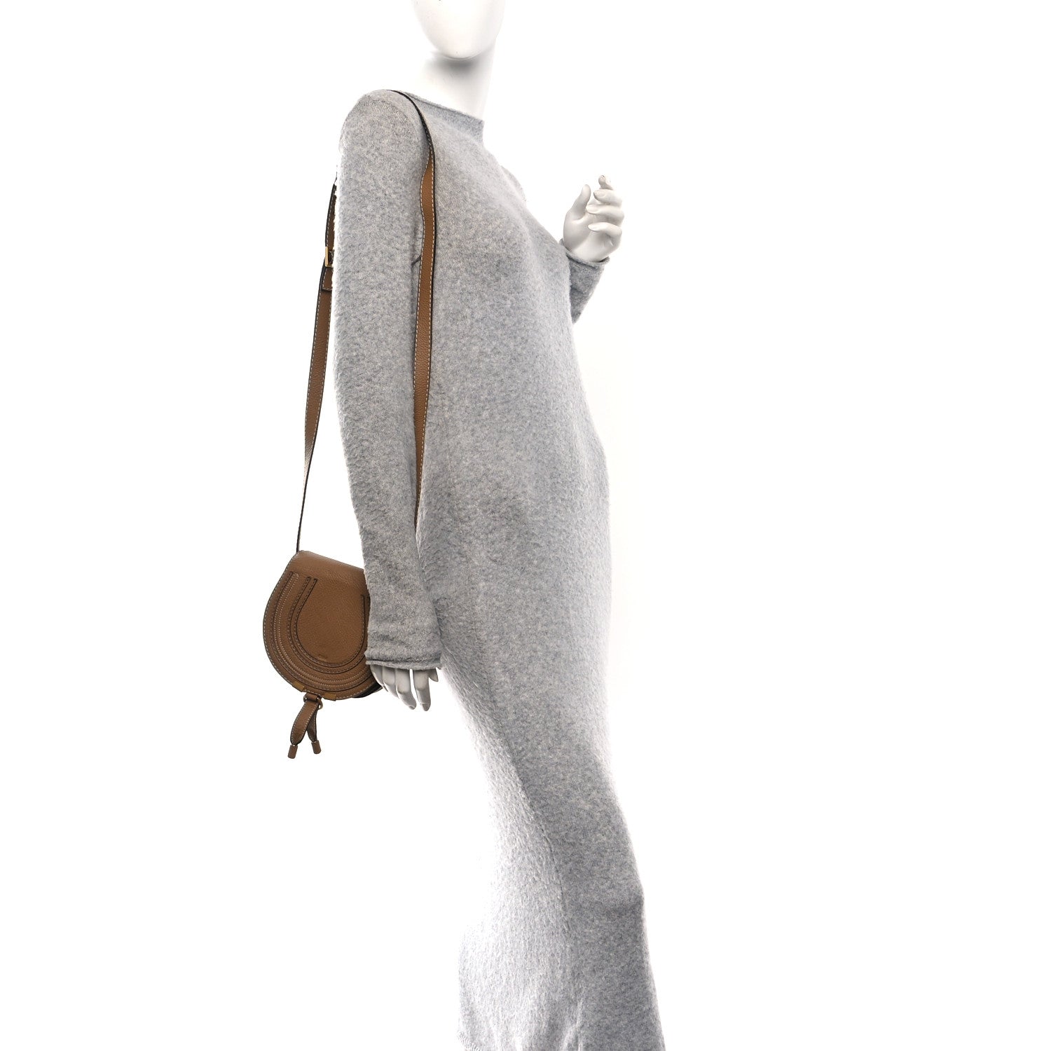 Chloe Calfskin Mini Marcie Round Crossbody Bag Nut 2 of 10