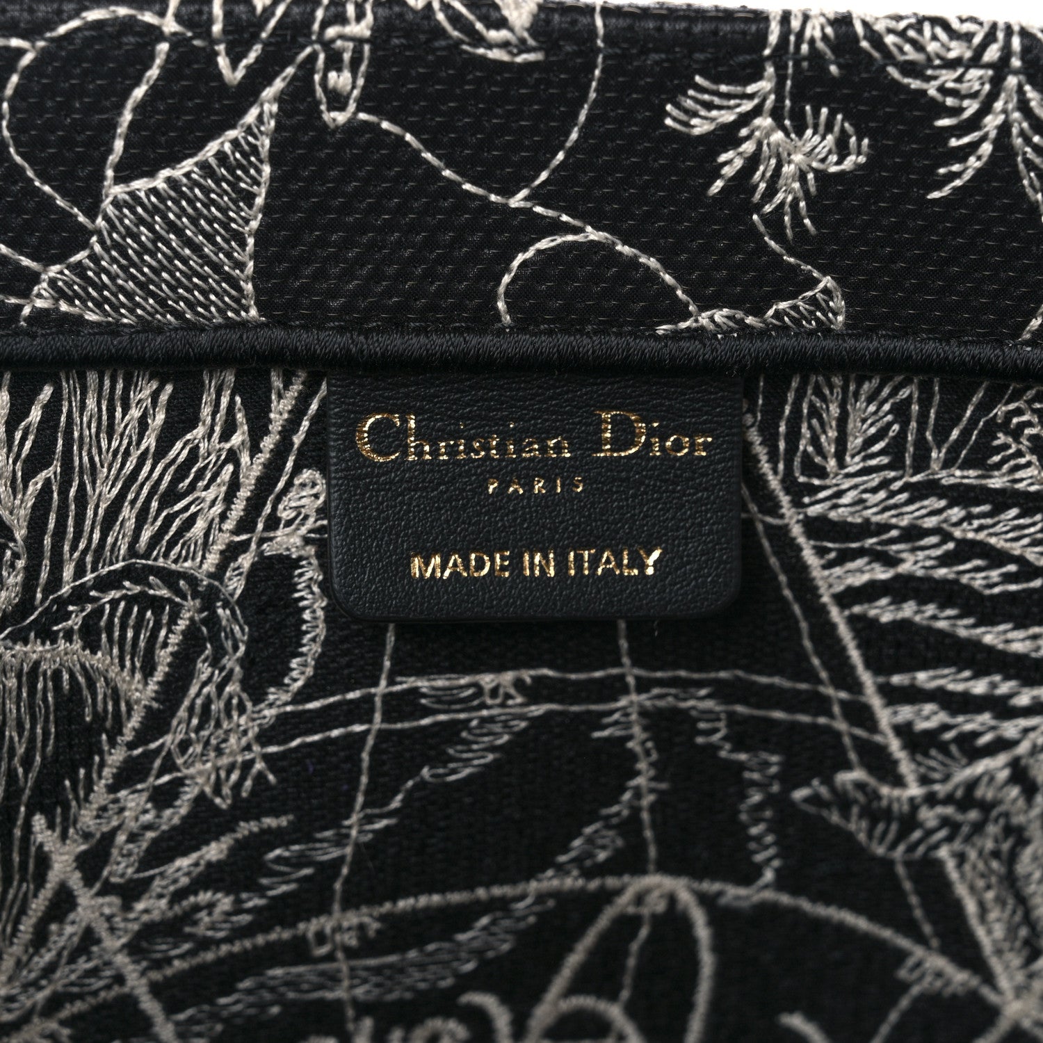 Christian Dior Canvas Embroidered Large Around The World Book Tote Black White 6 of 11