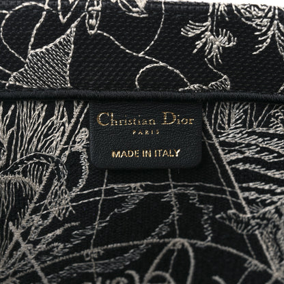 Christian Dior Canvas Embroidered Large Around The World Book Tote Black White 6 of 11